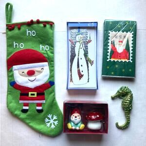 Gnome & Mushroom Salt & Pepper Shkr 14 Snowman cards, guest towels, Stocking LOT